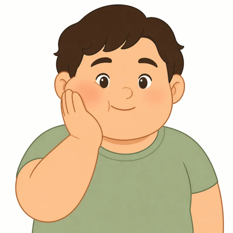 fleshy（肉付きのよい・adjective）の覚え方イラスト