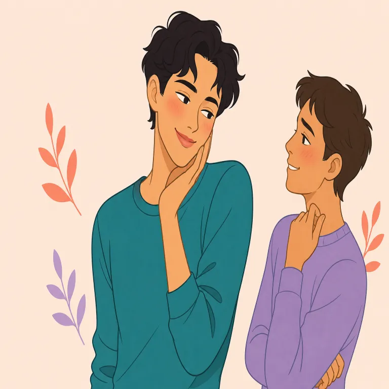 flirtatious（思わせぶりな、色っぽい・形容詞）の覚え方イラスト — まず基礎の flirt「いちゃつく・気を引く」を押さえると覚えやすい