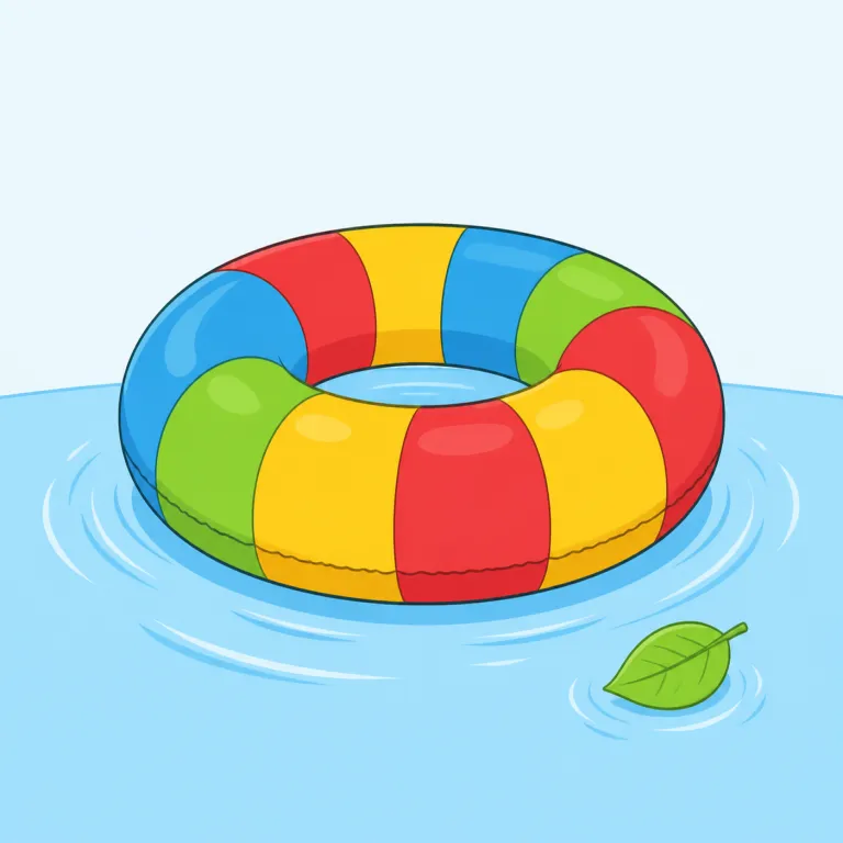float（浮く、浮かぶ・動詞）の覚え方イラスト — 水面に落ちた葉が、沈みも泳ぎもせずその場に乗っている絵を思い浮かべる