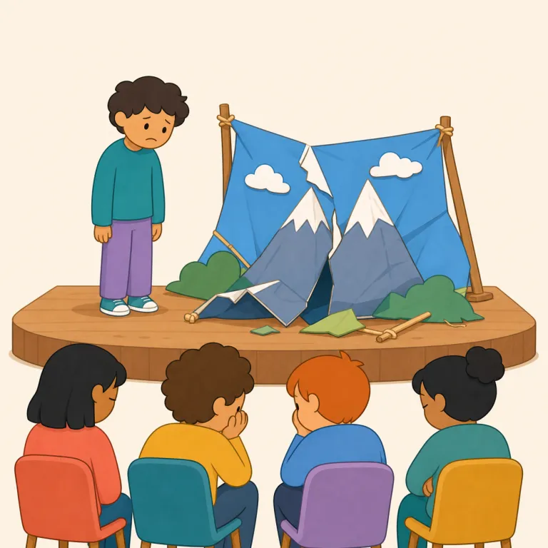 flop（失敗・名詞）の覚え方イラスト — flop は物が力なく「ばたん」と倒れる感覚から、映画や商品などの「大失敗」を表す