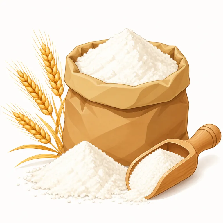 flour（小麦粉・名詞）の覚え方イラスト — flour は recipe や baking の場面に結びつけると覚えやすいです