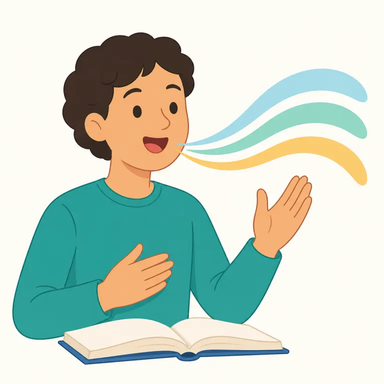 fluently（流暢に・副詞）の覚え方イラスト — fluently は fluent の副詞形