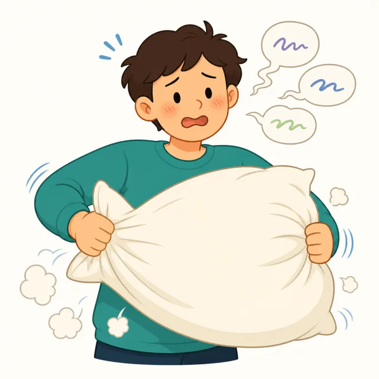fluffing（ふわふわにする／（台詞を）噛む・動詞）の覚え方イラスト — まず fluffy（ふわふわした）を知っていれば入りやすい語