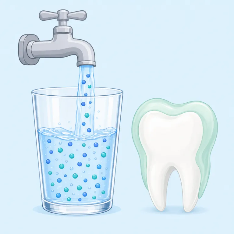 fluoridated（フッ素化された・形容詞）の覚え方イラスト — fluoride（フッ化物）+ -ated（〜された）と見ると覚えやすい