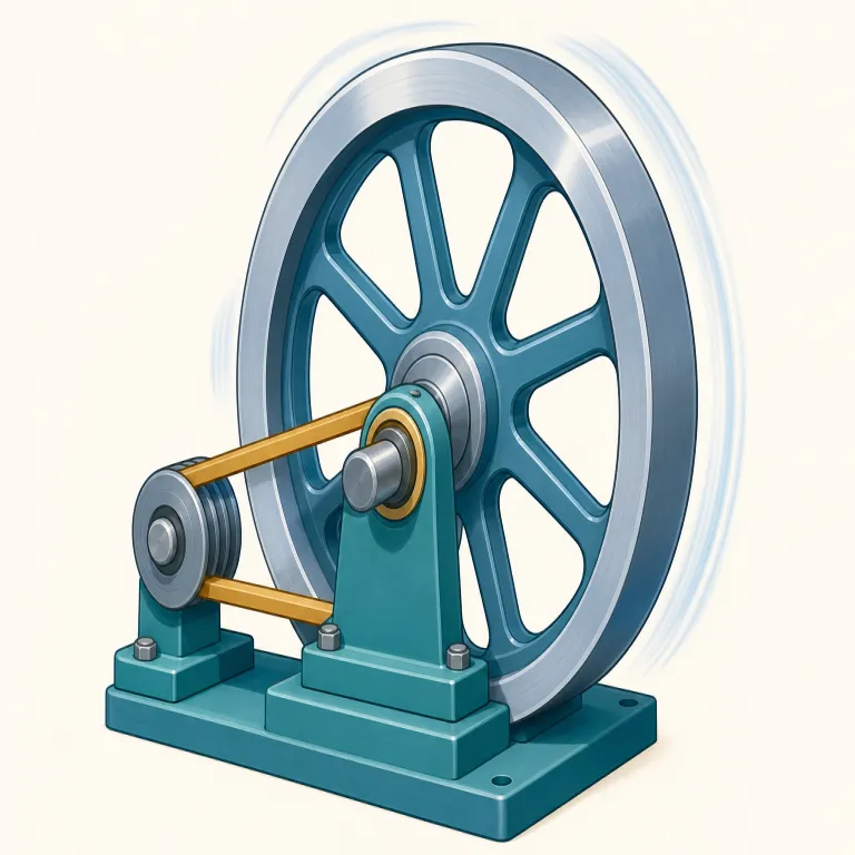 flywheel（はずみ車・名詞）の覚え方イラスト