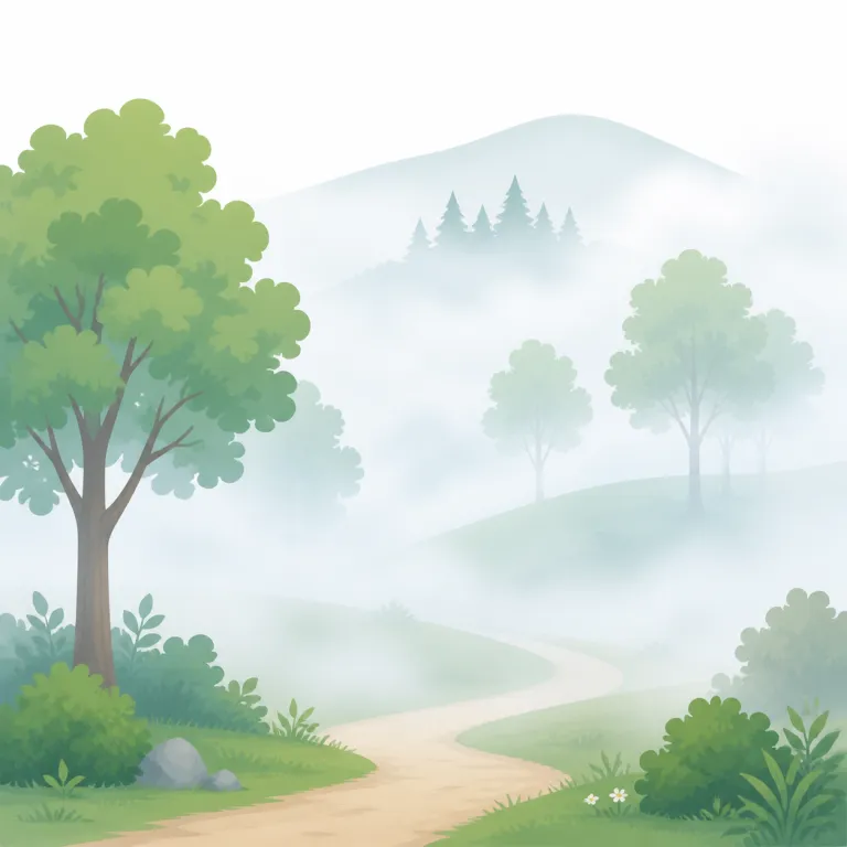 foggy（霧がかかった・形容詞）の覚え方イラスト — foggy は fog「霧」に -y が付いた形で、rainy や snowy と同じく「〜の多い、〜らしい」を表します