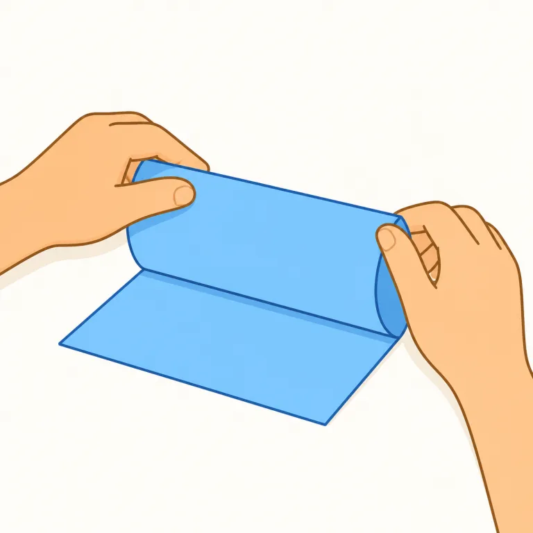 fold（折る、折りたたむ・動詞）の覚え方イラスト — fold は「曲げる」より「折って重ねる」感覚で覚えると定着しやすいです