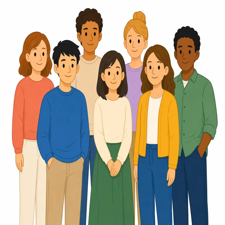 folk（人々・名詞）の覚え方イラスト — folk は people よりくだけていて、距離の近い「人たち」という響きがあります