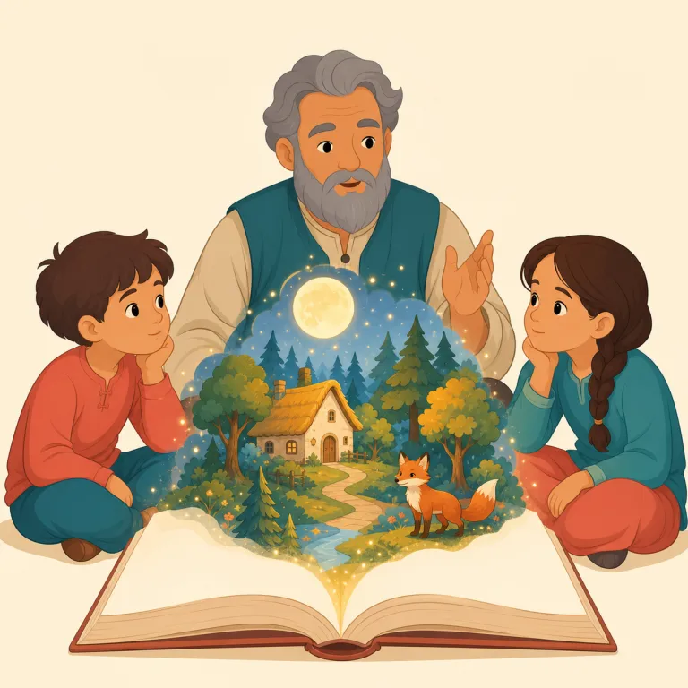 folktale（民話・名詞）の覚え方イラスト — folk（民衆・庶民）＋tale（物語）で、世代を越えて語り継がれる「民話」と分解すると明快