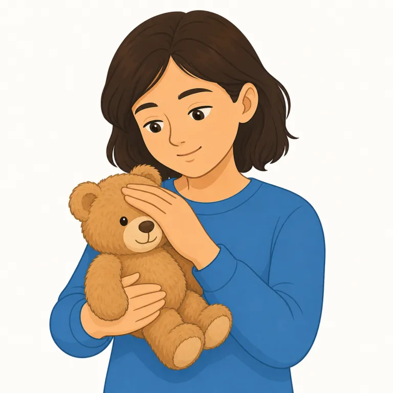 fondle（愛撫する・動詞）の覚え方イラスト — fond が「好んで、愛情を持って」という感覚だと押さえると、fondle は『好きだから手でやさしく触れる』とつながる