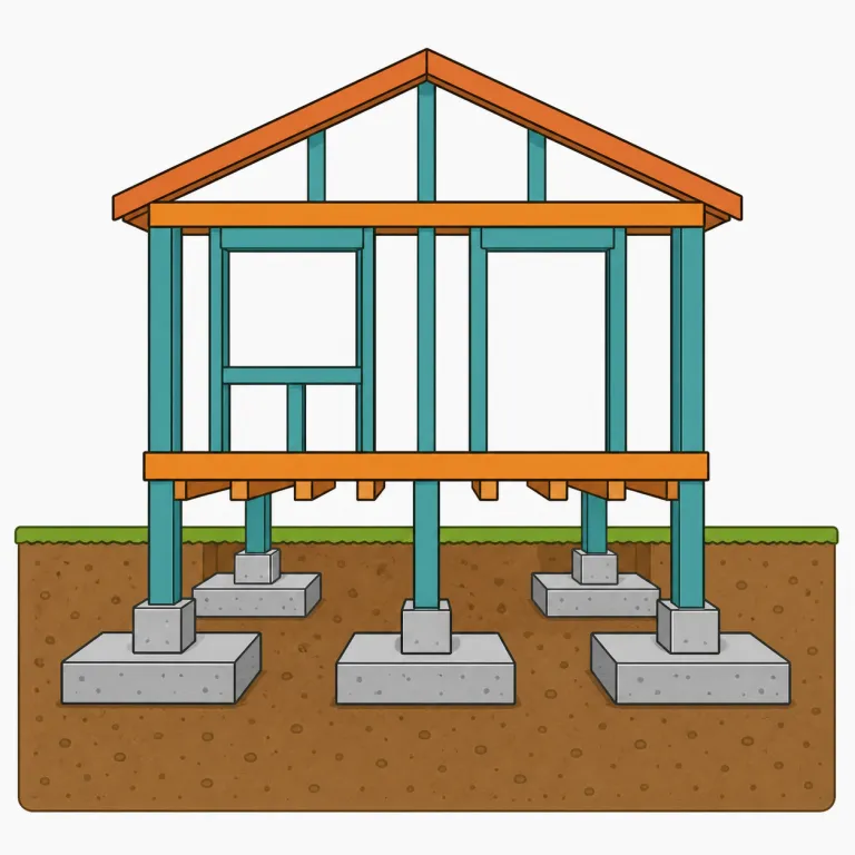 footings（基礎・noun）の覚え方イラスト