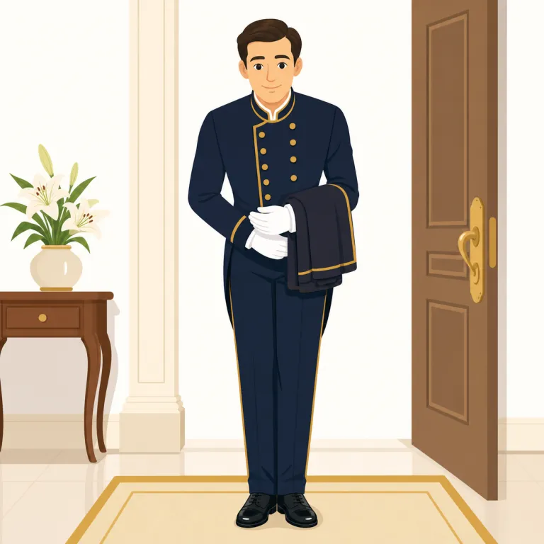 footman（男性の召使い、従者・名詞）の覚え方イラスト — footman は foot + man で捉えると覚えやすい語です