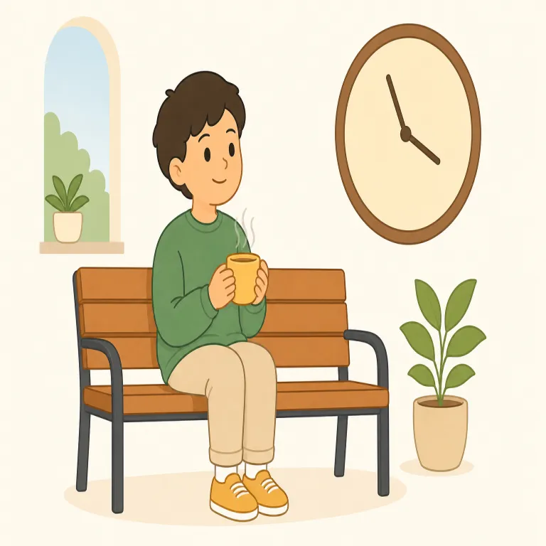 for a while（しばらく・副詞）の覚え方イラスト — このエントリの「しばらく」は、for a while の基本的な「少しの間」よりも、文脈によってはやや長めで、はっきり区切らない期間を指す感覚として覚えると整理しやすいです