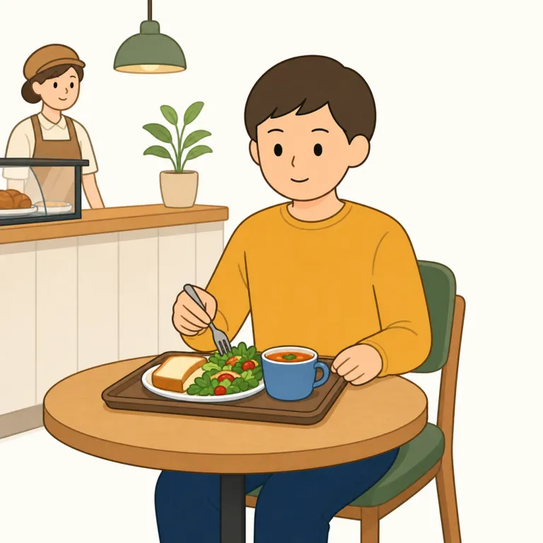 for here（店内飲食・イディオム）の覚え方イラスト — 注文時の定番ペアとして "for here / to go" をセットで覚えると定着しやすいです