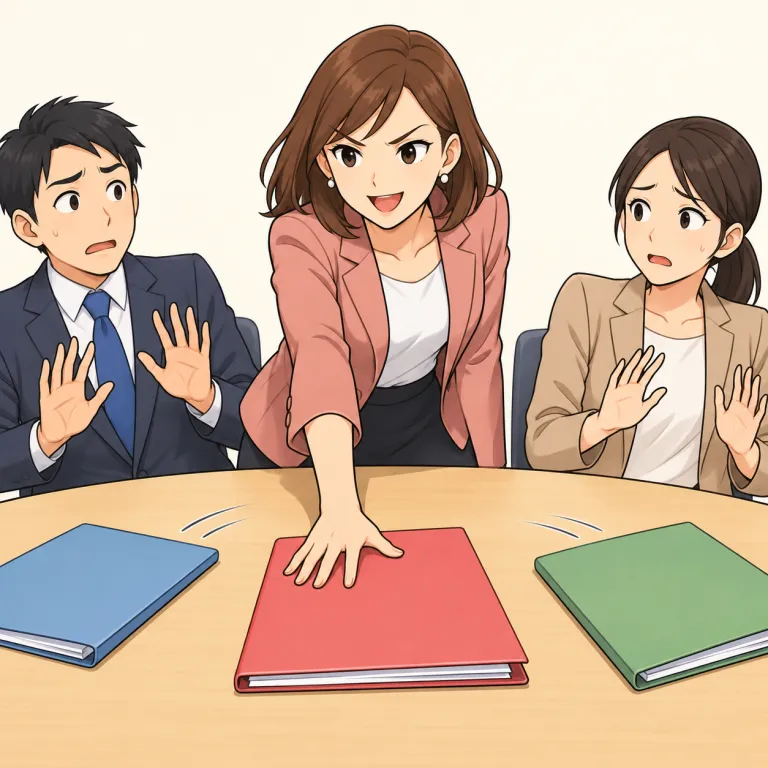 forceful（強引な・adjective）の覚え方イラスト