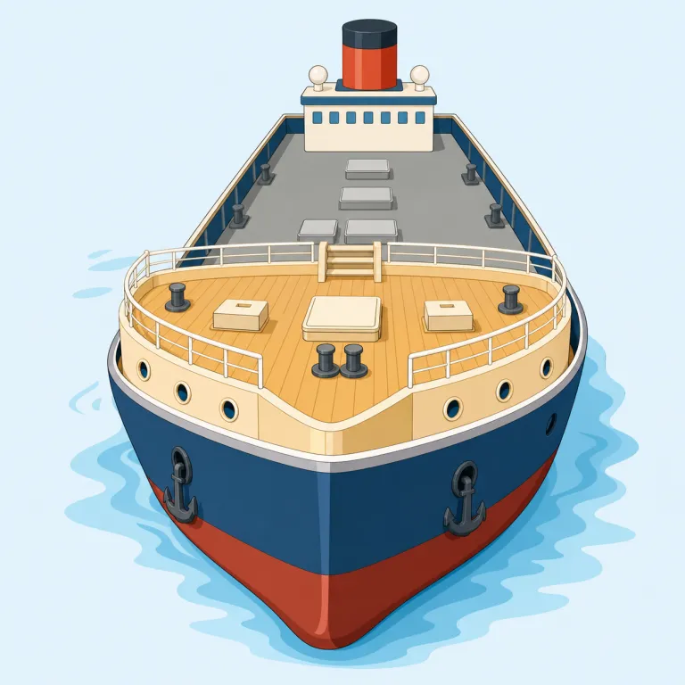 forecastle（船首楼・名詞）の覚え方イラスト — forecastle の中でも「船首楼」は、単に船の前方というより、古い帆船などで船首側に高く設けられた構造物を指す限定的な意味です