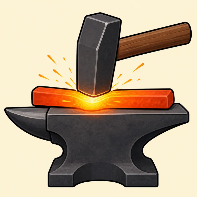 forge（鍛造する・verb）の覚え方イラスト