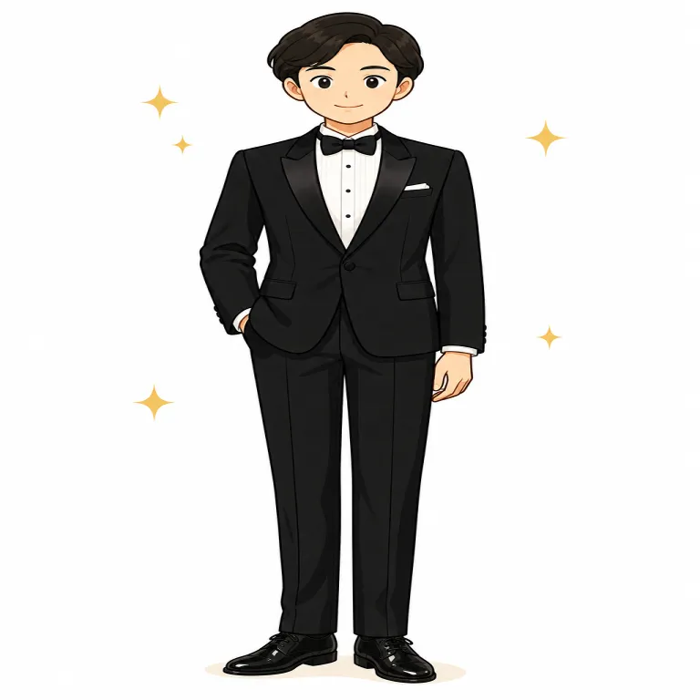 formally（正装で・adverb）の覚え方イラスト