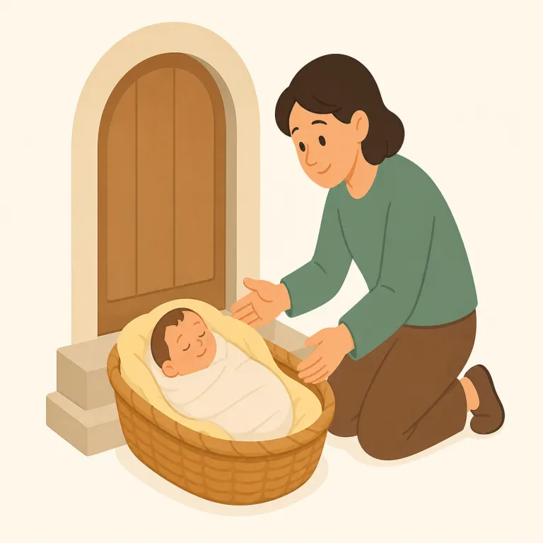 foundling（捨て子・名詞）の覚え方イラスト — foundling は find の仲間だと押さえると覚えやすい