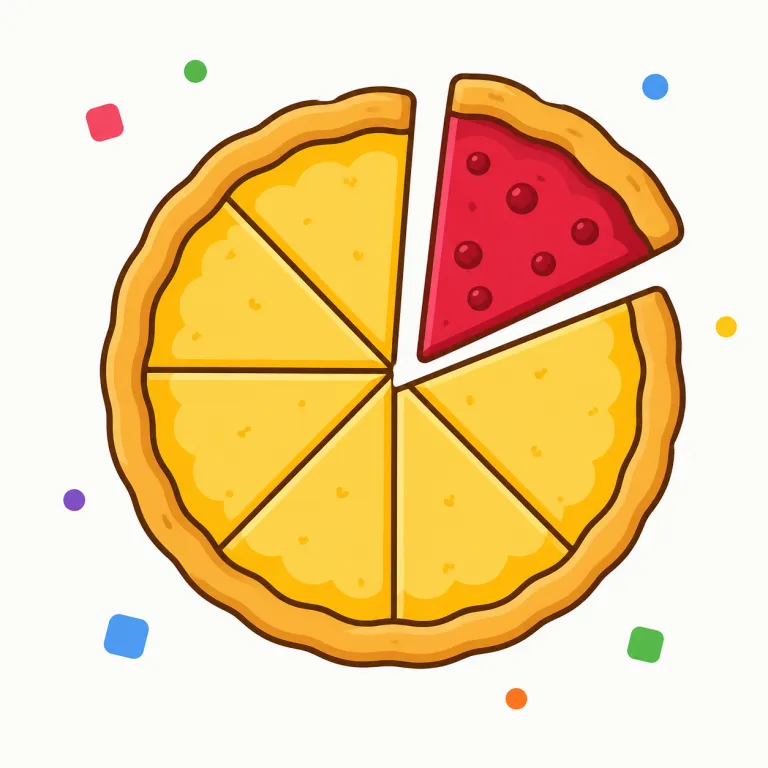 fraction（分数・名詞）の覚え方イラスト — fraction の数学用法では、1/2 や 3/4 のように、全体を等しい部分に分けた数を表します