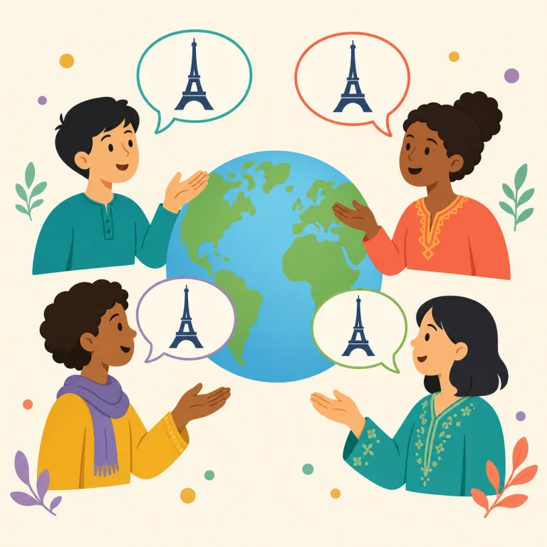francophone（フランス語圏の・形容詞）の覚え方イラスト — franco- を France、-phone を telephone の phone「音・声」と結び付け、「フランス語の声を使う」と分解すると覚えやすい語です