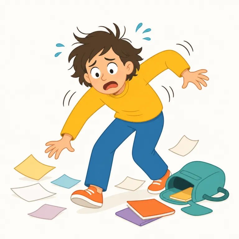 frantic（取り乱した・形容詞）の覚え方イラスト — frantic は、人が不安・恐怖・焦りで落ち着きを失い、冷静に振る舞えない状態を表します