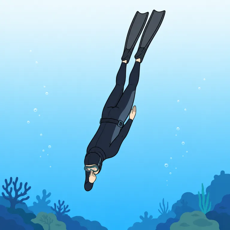 freediving（フリーダイビング・noun）の覚え方イラスト