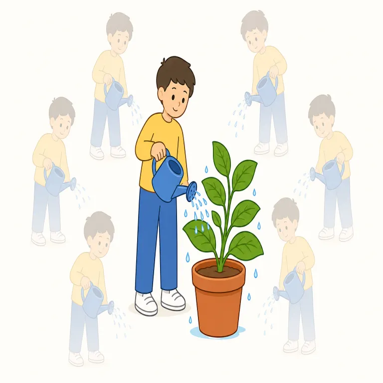 frequently（頻繁に・副詞）の覚え方イラスト — frequently は frequent（頻繁な）+ -ly（〜に）で、そのまま「頻繁に」
