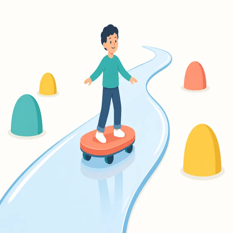 frictionless（摩擦のない・形容詞）の覚え方イラスト — このエントリは frictionless の「円滑な、支障のない」という基本的な比喩義ではなく、物理・工学での「摩擦のない」を覚えるためのものです