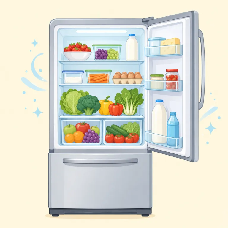 fridge（冷蔵庫・名詞）の覚え方イラスト — refrigerator（冷蔵庫）の口語的な短縮形が fridge