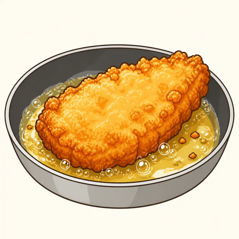fried（揚げた・形容詞）の覚え方イラスト