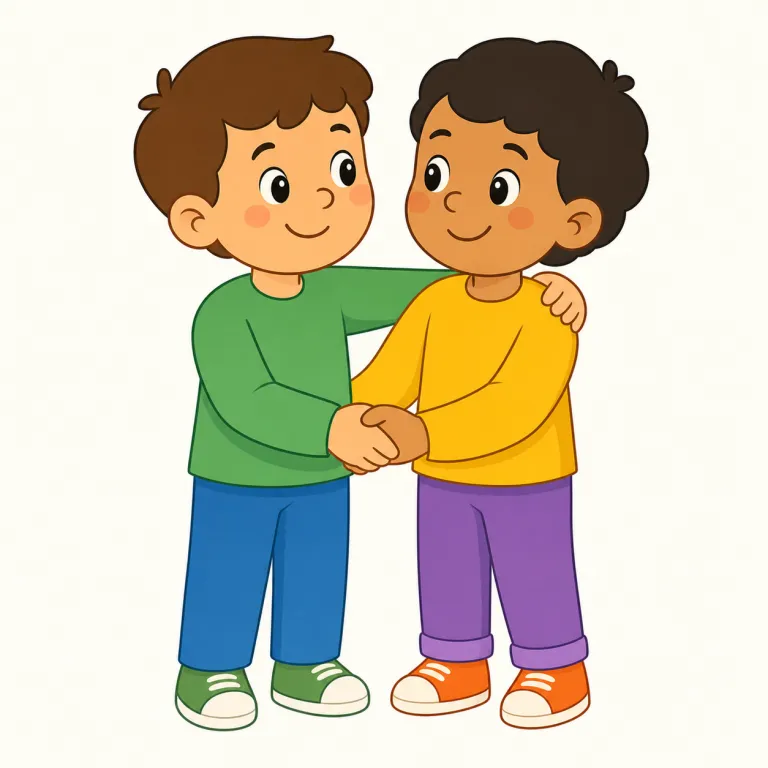 friend（友達・名詞）の覚え方イラスト — friend は friendly「親しみやすい」、friendship「友情」と一緒に覚えると核がつかみやすい語です
