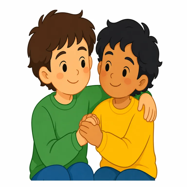 friendship（友情・名詞）の覚え方イラスト — このエントリの friendship は、制度的な「友好関係」ではなく、人と人の間にある感情的な「友情」を表します