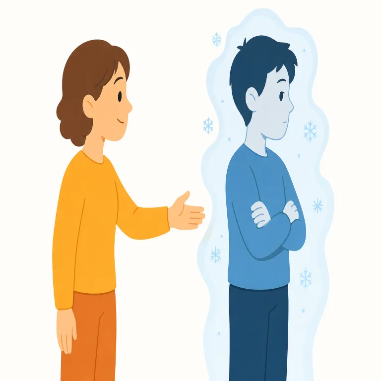 frigid（冷淡な・adjective）の覚え方イラスト