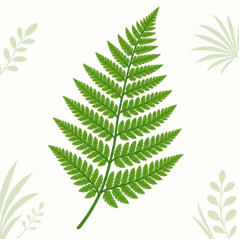frond（シダの葉・名詞）の覚え方イラスト — frond は leaf より対象が狭く、まず「シダやヤシの大きく広がる葉」を思い浮かべると覚えやすい語です