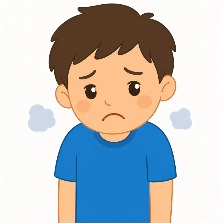 frowny（しかめっ面の・形容詞）の覚え方イラスト — frowny は frown「顔をしかめる」に -y が付いた形です