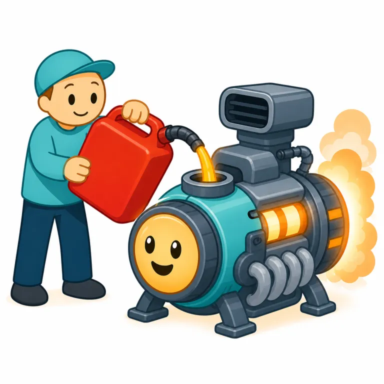 fuel（燃料を供給する、後押しする・動詞）の覚え方イラスト — fuel はまず名詞の「燃料」を確実に押さえると、動詞の意味もそのまま広げて覚えやすいです