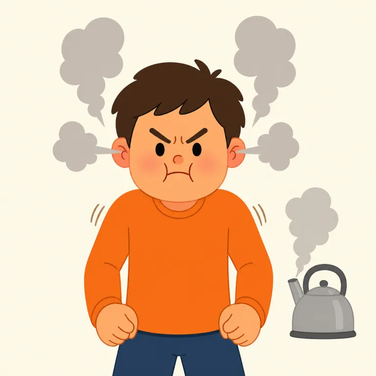 fume（激怒する、煙を出す・verb）の覚え方イラスト
