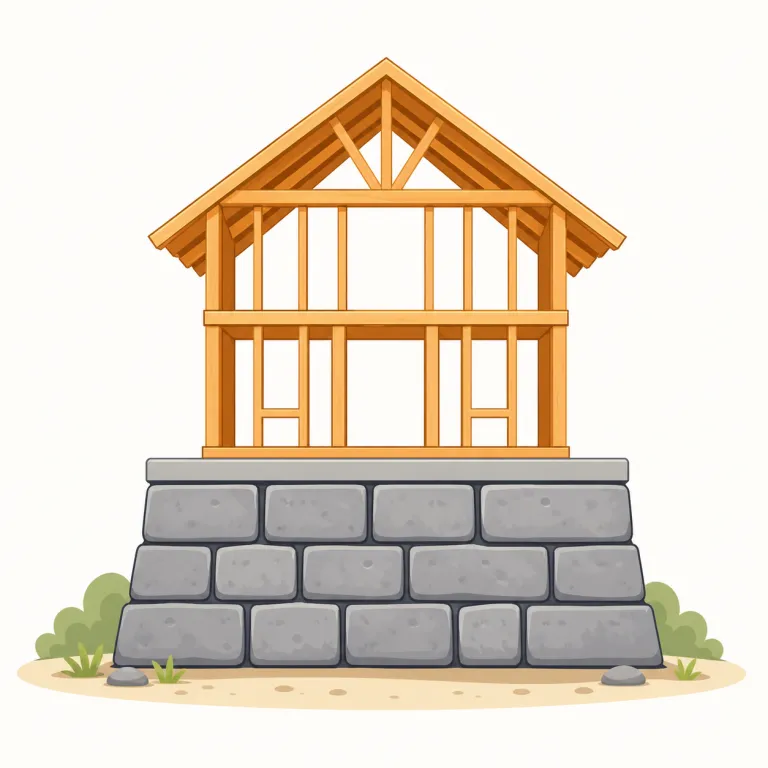 fundamental（基本的な・形容詞）の覚え方イラスト — fundamental は foundation「土台」と結びつけると、「上に知識や技能を積み上げるための基本的なもの」と覚えやすいです