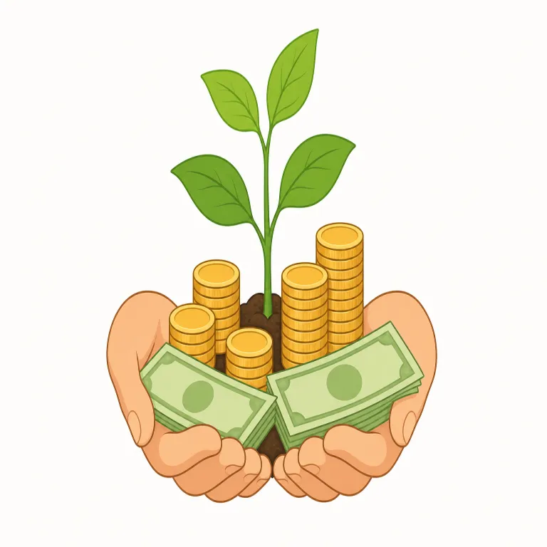 funding（資金、資金調達・名詞）の覚え方イラスト — fund「基金・資金」に由来し、ここでは活動を支える燃料のような「財源」として考えるとよい