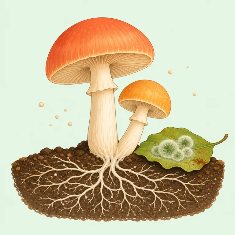 fungus（カビ、きのこ・名詞）の覚え方イラスト — fungus は mushroom「きのこ」や mold「カビ」をまとめて指す、少し理科寄りの普通名詞として覚えると整理しやすいです
