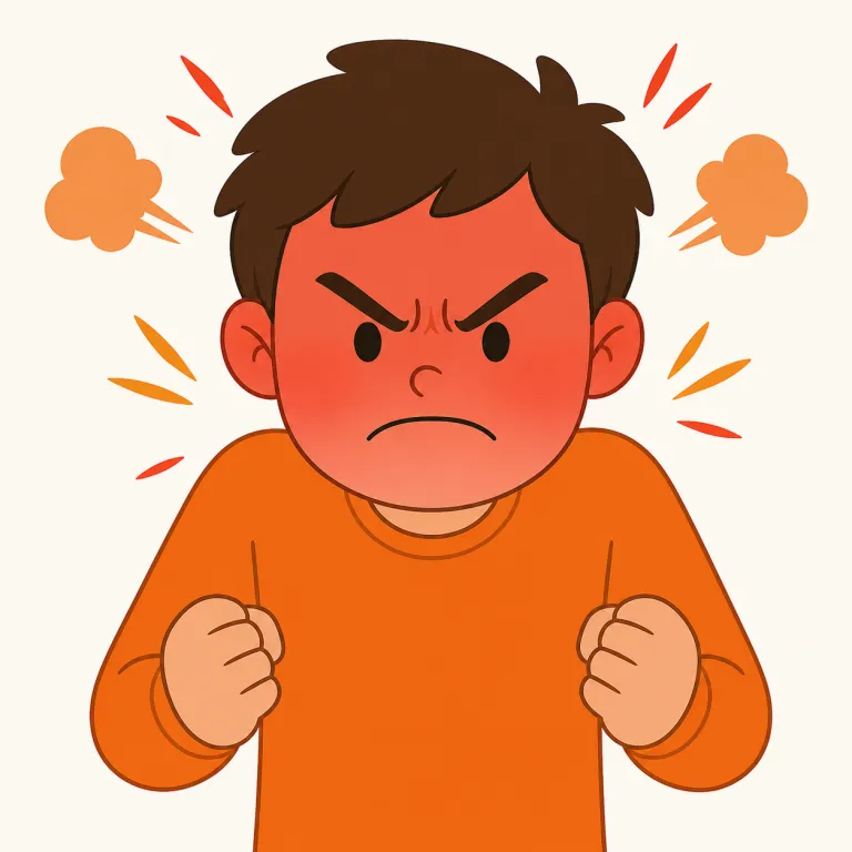 furious（激怒した・形容詞）の覚え方イラスト — furious は fury（激しい怒り）と結びつけて覚えるとよい形容詞です