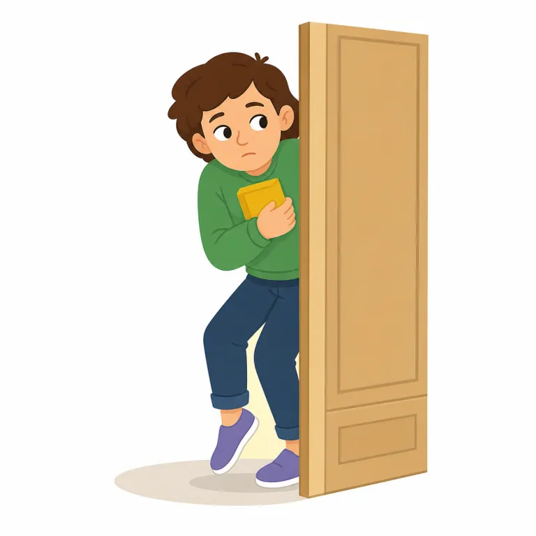 furtive（こそこそした・形容詞）の覚え方イラスト — furtive は「secret だけでは足りず、見つかるとまずいので目立たないようにする」感じで覚えると残りやすい