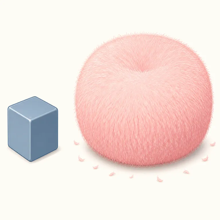 fuzzy（ふわふわした・形容詞）の覚え方イラスト — まず clear / sharp の反対側に置くと覚えやすい語です