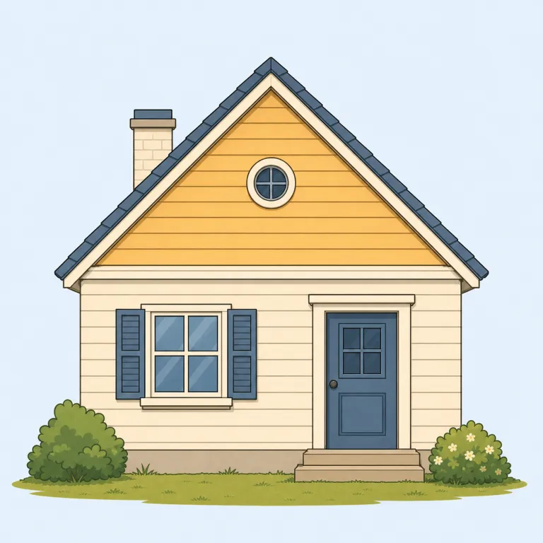 gable（切妻・名詞）の覚え方イラスト — house を横から見たとき、roof そのものではなく、左右の屋根面が合流してできる三角の「壁側の面」を gable と覚えるとよい