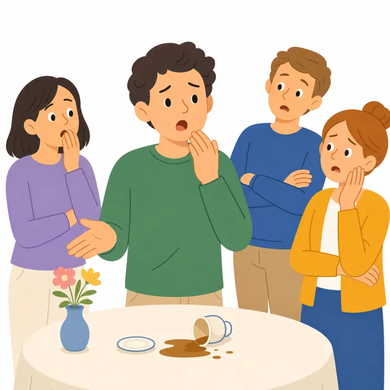 gaffe（失言・名詞）の覚え方イラスト — gaffe は「公の場でやらかす失言・失策」というまとまりで覚える