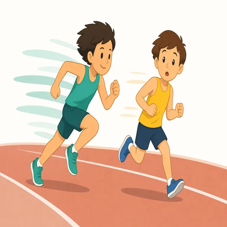 gain on（追い上げる・句動詞）の覚え方イラスト — gain on は gain「得る・増やす」に on が付き、レースや追跡で相手との距離を少しずつ縮める「追い上げる」を表します