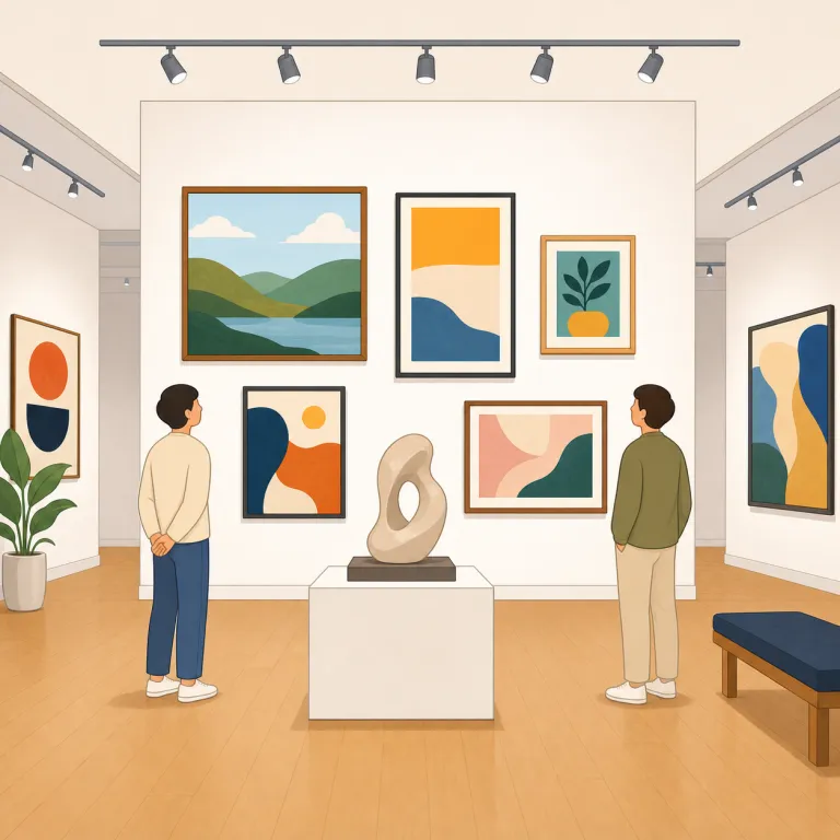 gallery（ギャラリー・名詞）の覚え方イラスト — gallery は日本語の「ギャラリー」で入っているので、まず art gallery を核に覚えると定着しやすいです