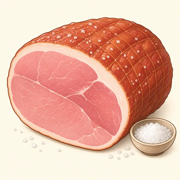 gammon（豚の塩漬けもも肉・名詞）の覚え方イラスト — ham の仲間として覚えると定着しやすい語です