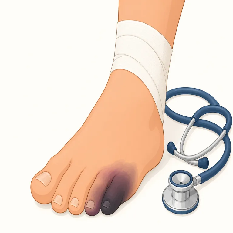 gangrene（壊疽・名詞）の覚え方イラスト — 医療文脈で『傷や血流障害の先に起こる、組織が死んで黒ずみ、腐敗まで進む危険な状態』として場面ごと覚えると残りやすい語です